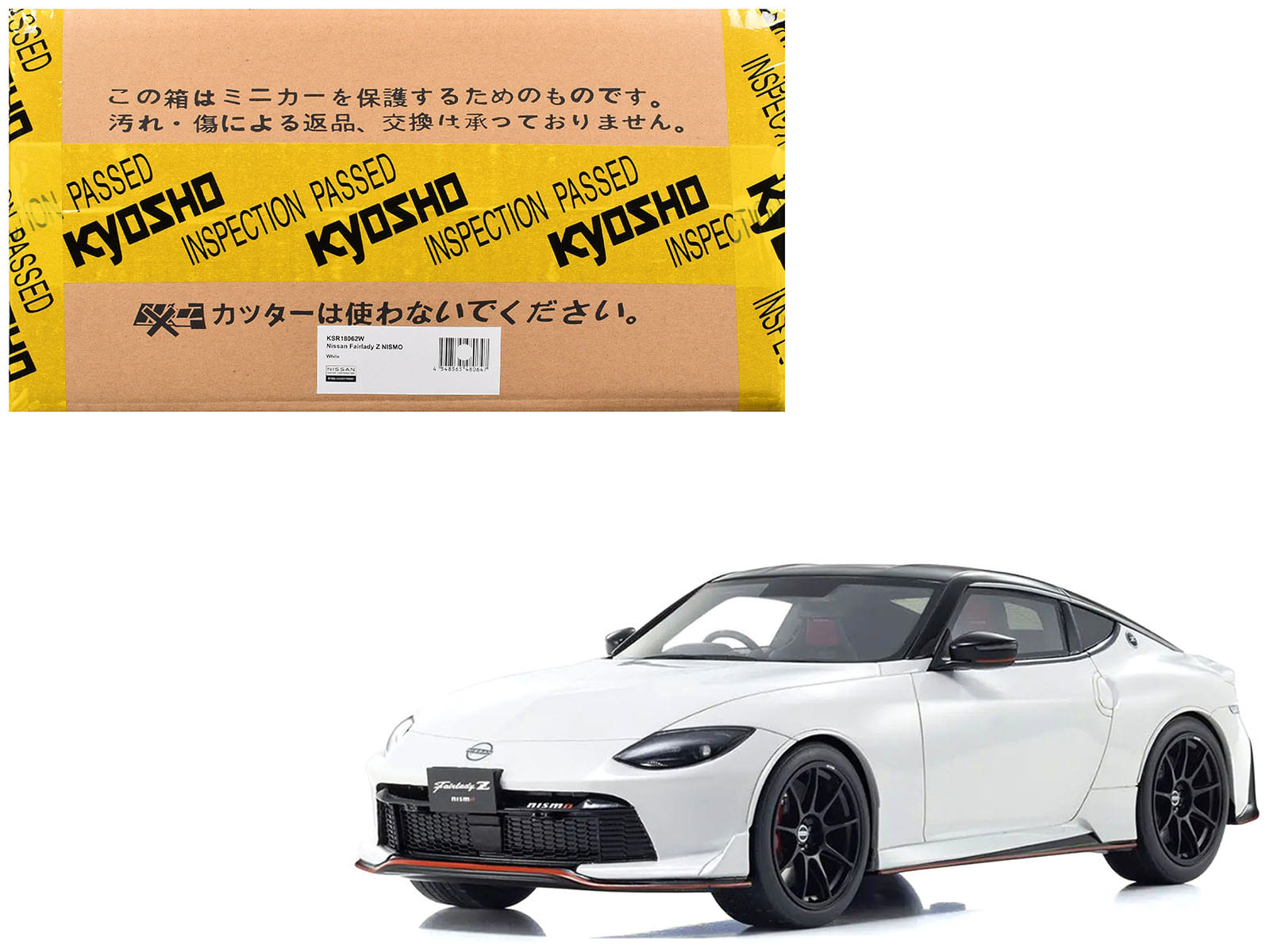 Nissan Fairlady Z NISMO RHD (Right Hand Drive) White with Black Top 1/18 Model Car by Kyosho
