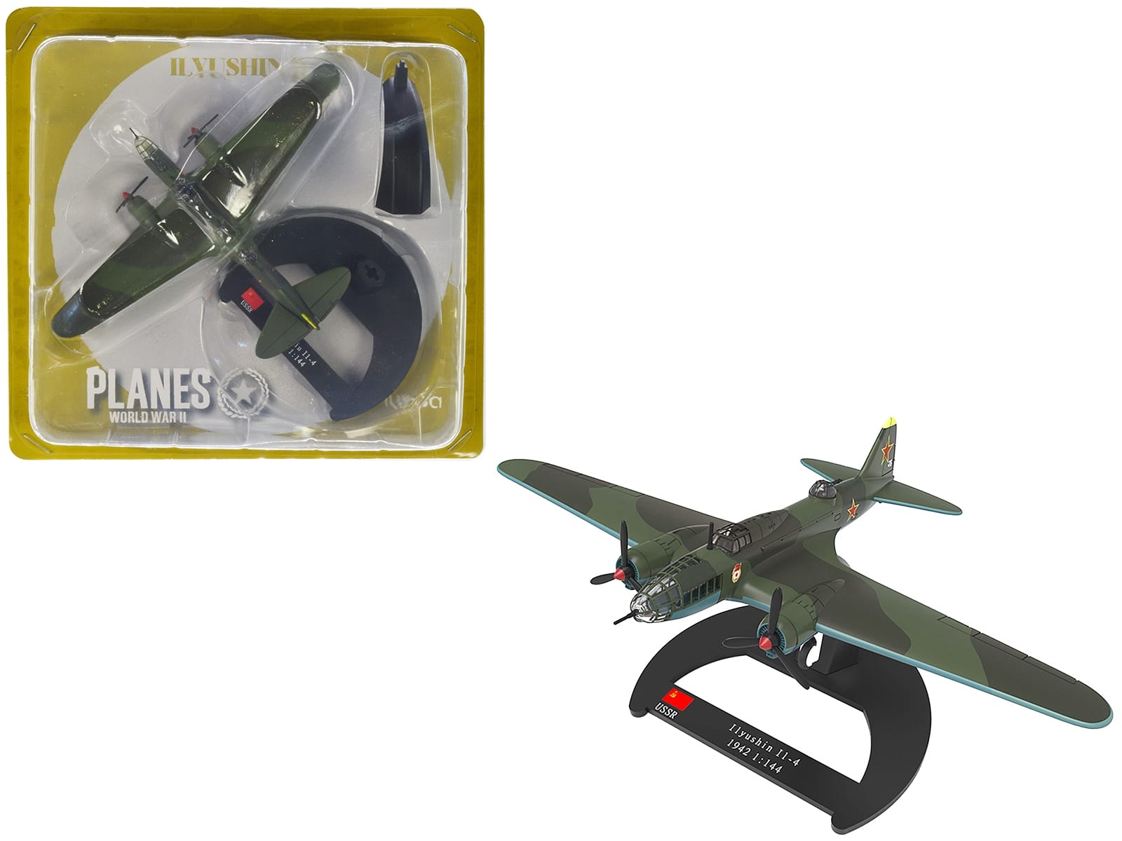 Ilyushin IL-4 Bomber Aircraft "Soviet Baltic Fleet Guards Regiment" (1942) "Planes of World War II" Series 1/144 Diecast Model Airplane by Luppa - Image 3