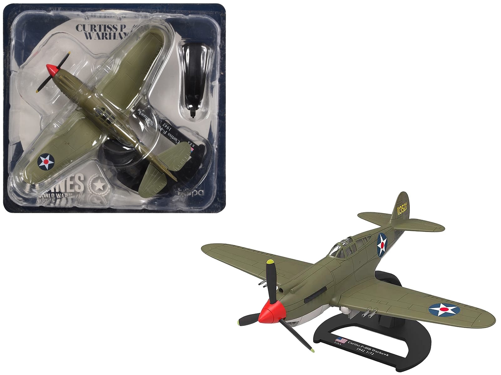 Curtiss P-40B Warhawk Aircraft "Hawaii" (1945) United States Army Air Forces "Planes of World War II" Series 1/72 Diecast Model Airplane by Luppa - Image 3
