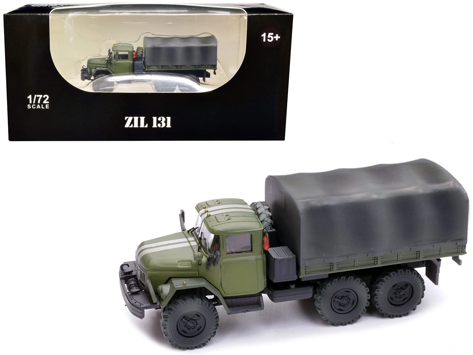 ZIL 131 Cargo Truck Green with White Stripes "Ukrainian Ground Forces" 1/72 Diecast Model by Legion - Image 4