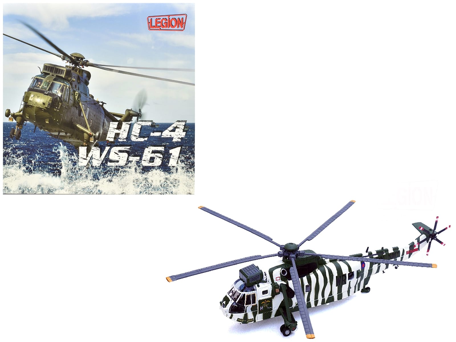 Westland Sea King HC.4 Helicopter "40th Anniversary Livery 848 Naval Air Squadron Commando Helicopter Force Royal Naval Air Station Yeovilton Somerset" (2009) British Royal Navy 1/72 Diecast Model by Legion - Image 2