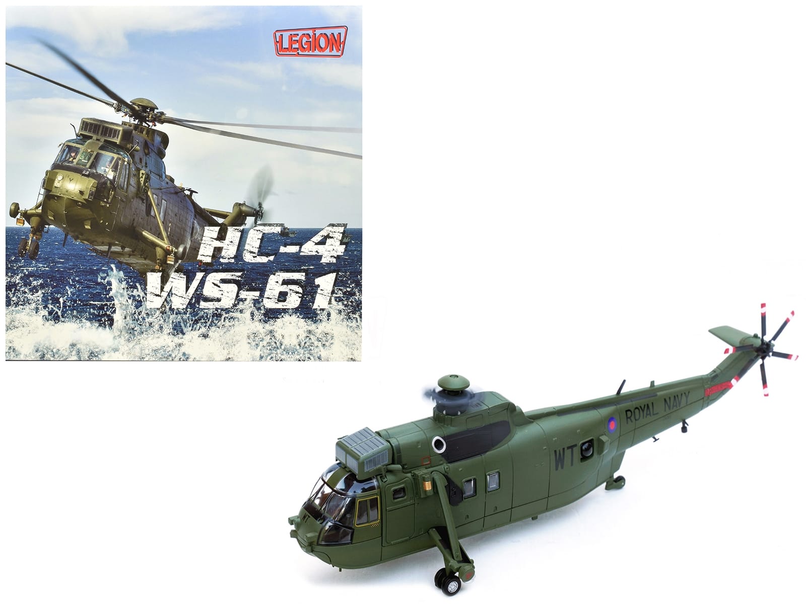 Westland Sea King HC.4 Helicopter "Green Livery 848 Naval Air Squadron Commando Helicopter Force Royal Naval Air Station Yeovilton Somerset" (2009) British Royal Navy 1/72 Diecast Model by Legion - Image 3