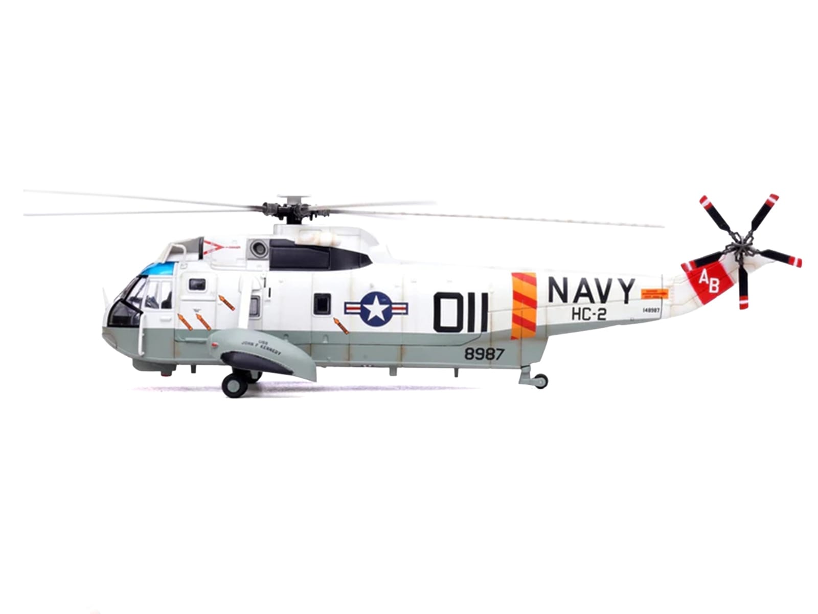 Sikorsky SH-3G Sea King Helicopter "148987/AB 011 Helicopter Combat Support Squadron 2 Fleet Angels USS John F Kennedy (CVA-67)" (1970s) United States Navy 1/72 Diecast Model by Legion - Image 2