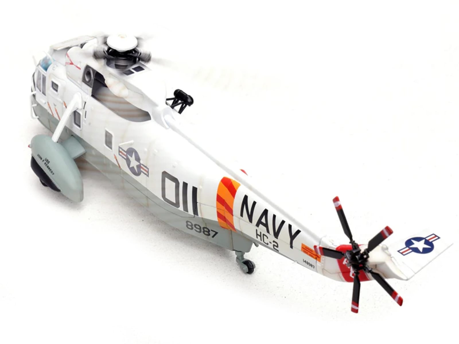 Sikorsky SH-3G Sea King Helicopter "148987/AB 011 Helicopter Combat Support Squadron 2 Fleet Angels USS John F Kennedy (CVA-67)" (1970s) United States Navy 1/72 Diecast Model by Legion - Image 3
