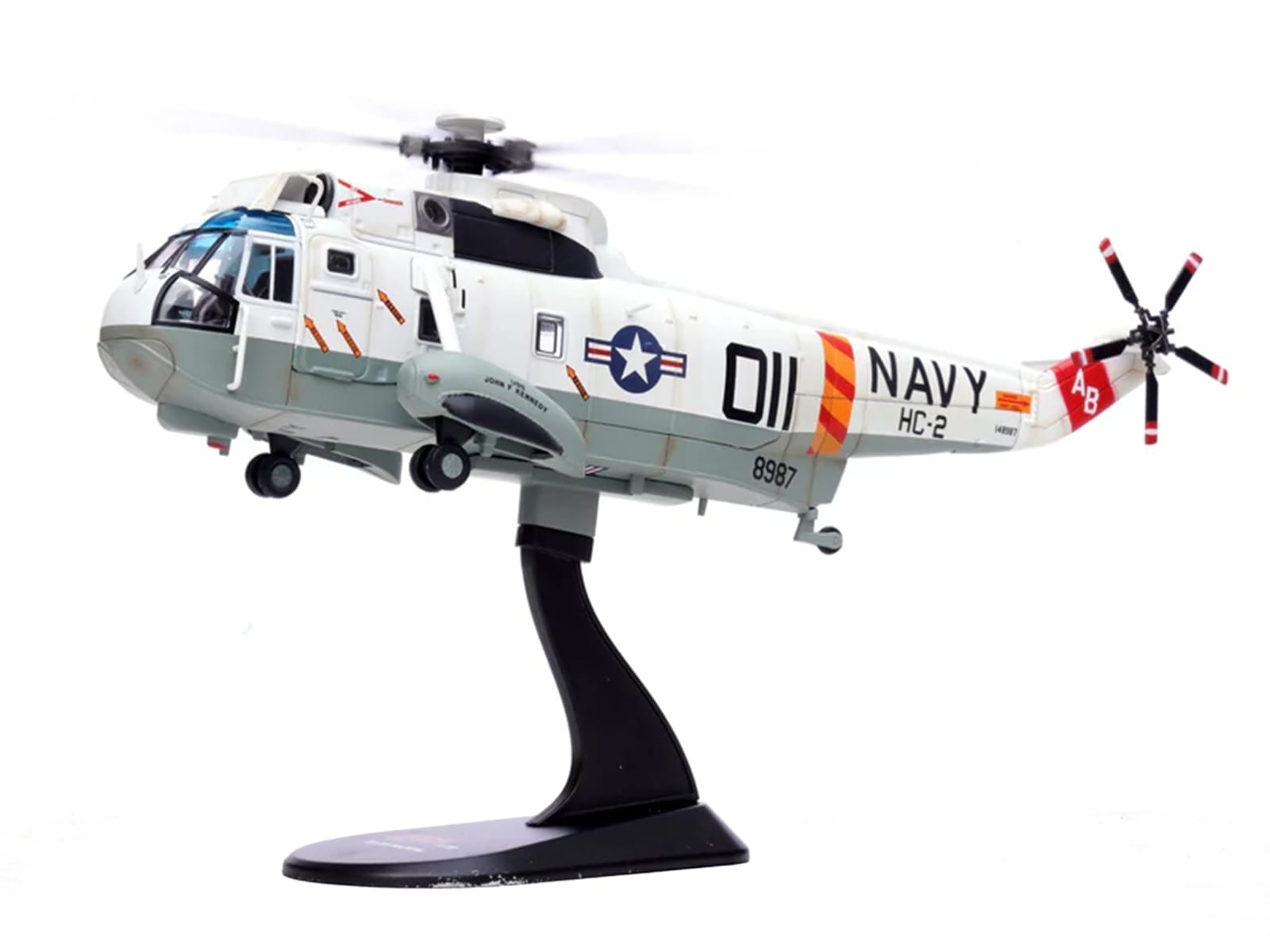 Sikorsky SH-3G Sea King Helicopter "148987/AB 011 Helicopter Combat Support Squadron 2 Fleet Angels USS John F Kennedy (CVA-67)" (1970s) United States Navy 1/72 Diecast Model by Legion - Image 5