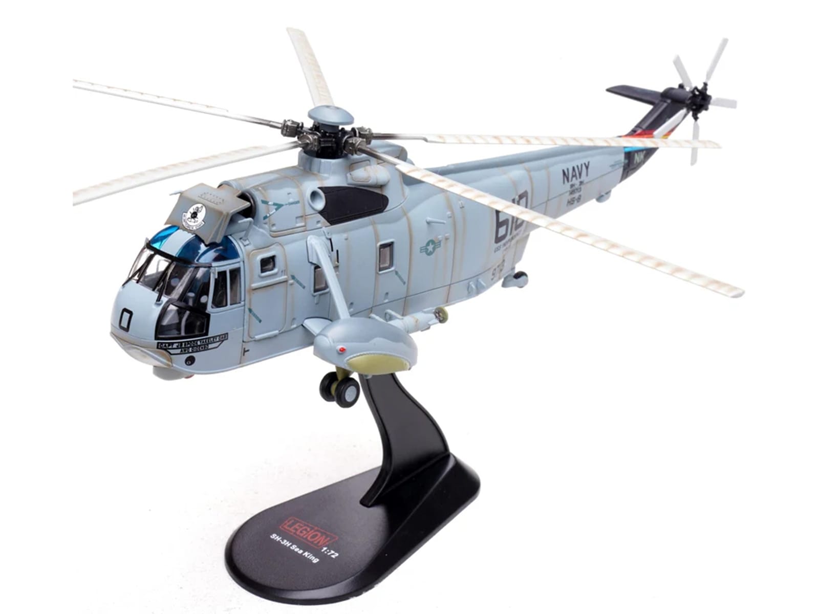 Sikorsky SH-3H Sea King Helicopter "149713/NK 610 Helicopter Anti-Submarine Squadron 8 Eightballers Carrier Air Wing 14 USS Independence (CV-62)" (1990s) United States Navy 1/72 Diecast Model by Legion - Image 5
