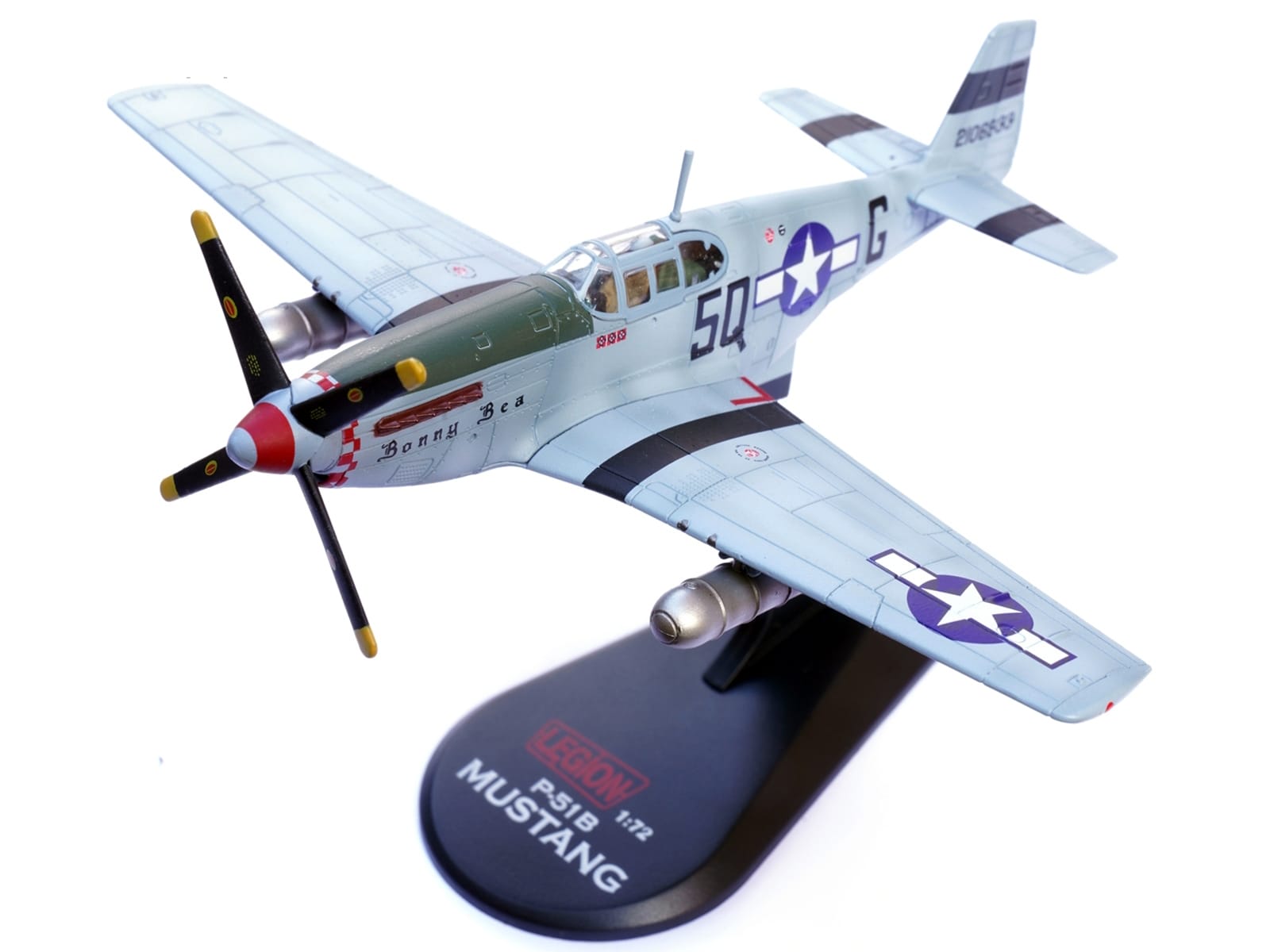 North American P-51B Mustang Aircraft "Bonny Bea 504th Fighter Squadron 339th Fighter Group" (1944) United States Army Air Forces 1/72 Diecast Model Airplane by Legion - Image 3