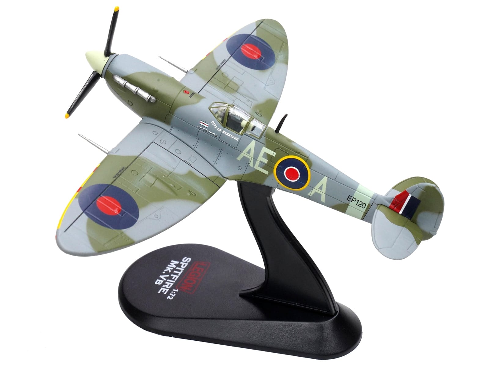 Supermarine Spitfire Mk Vb Fighter Aircraft "EP120 Flight Lieutenant James 'Jeff' Northcott No. 402 City of Winnipeg Squadron" (1943-1944) Royal Canadian Air Force 1/72 Diecast Model by Legion - Image 4