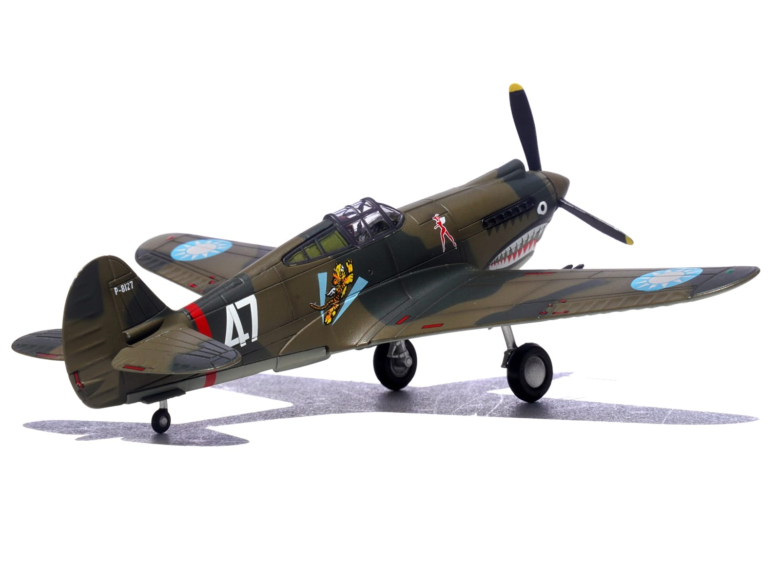 Curtiss P-40B/C Warhawk Fighter Aircraft "White 47 Robert T. Smith 3rd Squadron Hell's Angels Chinese Air Force Burma" (1942) 1st American Volunteer Group 1/72 Diecast Model Airplane by Legion - Image 4