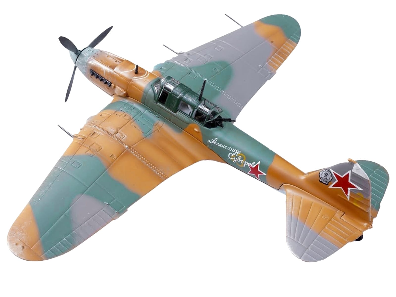 Ilyushin IL-2 Shturmovik Aircraft Camouflage "Alexander Suvorov Hero of the Soviet Union Lieutenant V.T. Aleksuhin 167th Guards Air Regiment 617 ShAP" (1943) Soviet Air Force 1/72 Diecast Model Airplane by Legion - Image 2