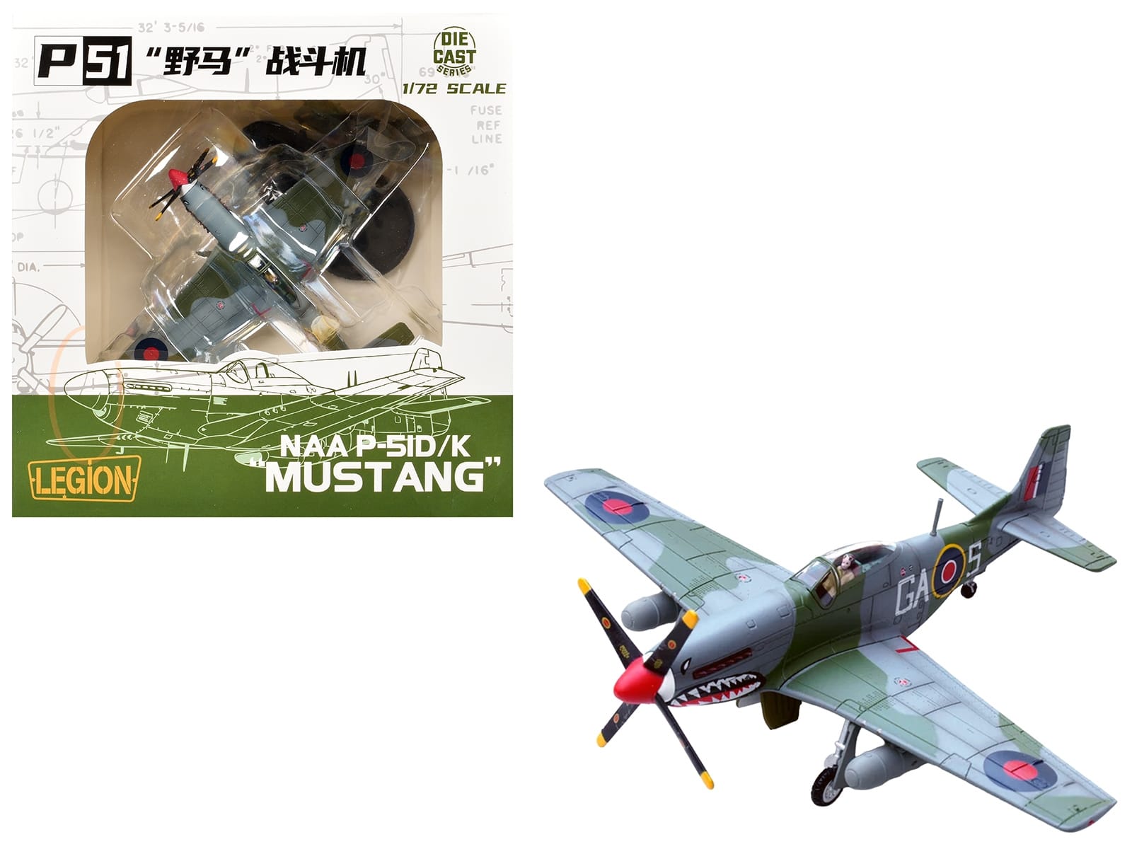 North American Mustang Mk.IV Aircraft "KH774 F/L Ellis Blanchford No. 112 'Shark' Squadron 239 Wing Italy" (1945) Royal Air Force 1/72 Diecast Model Airplane by Legion