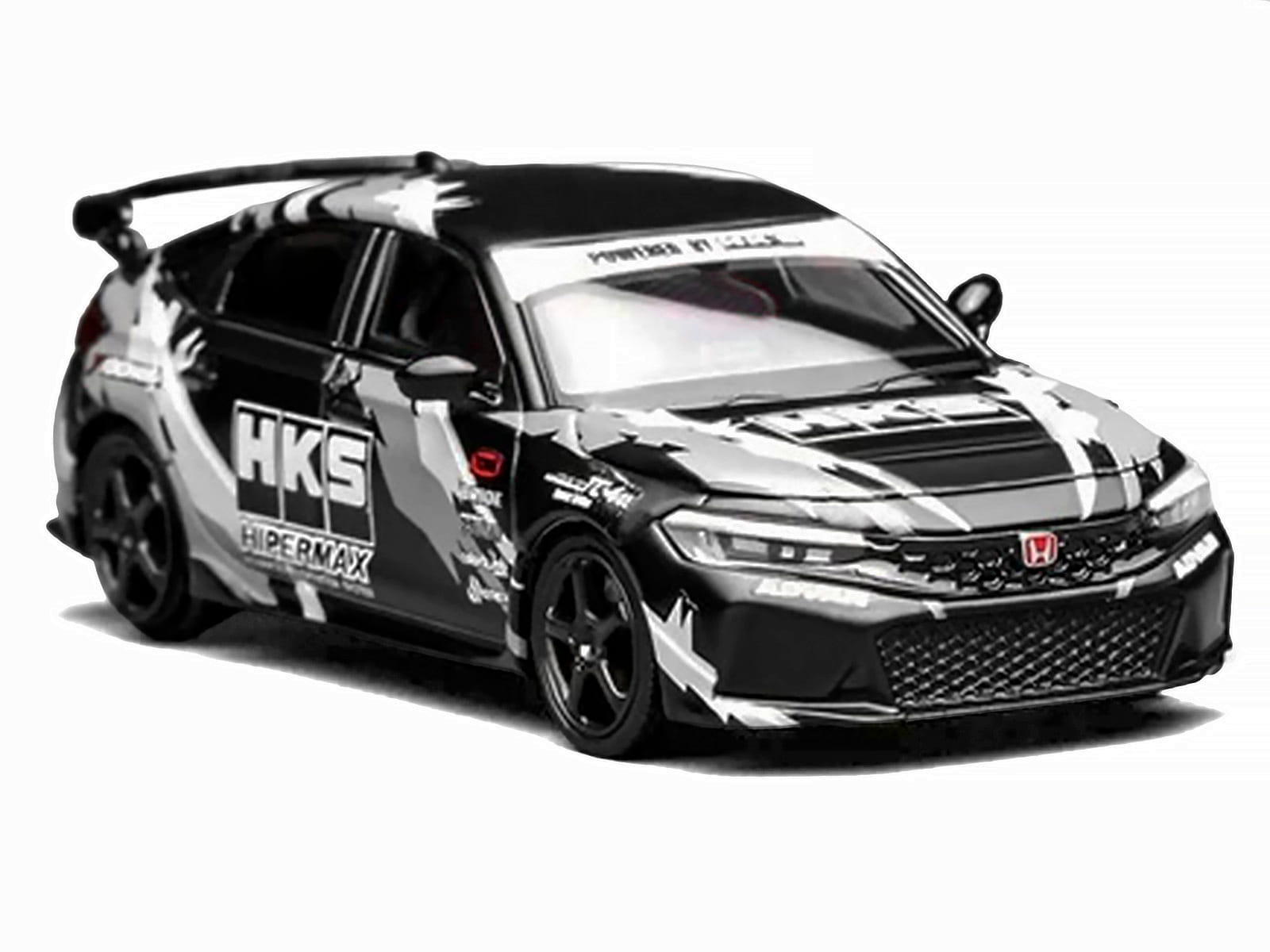 Honda Civic Type R (FL5) RHD (Right Hand Drive) "HKS" Matt Black with Graphics 1/64 Diecast Model Car by MotorHelix - Image 5