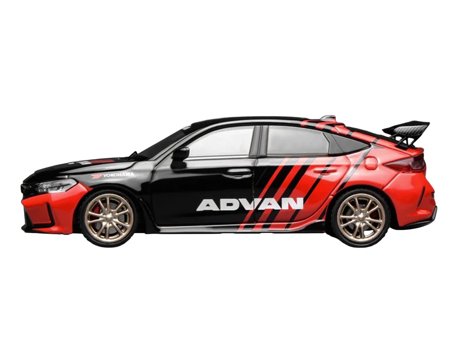 Honda Civic Type R (FL5) RHD (Right Hand Drive) "ADVAN" Black and Red 1/64 Diecast Model Car by MotorHelix - Image 2