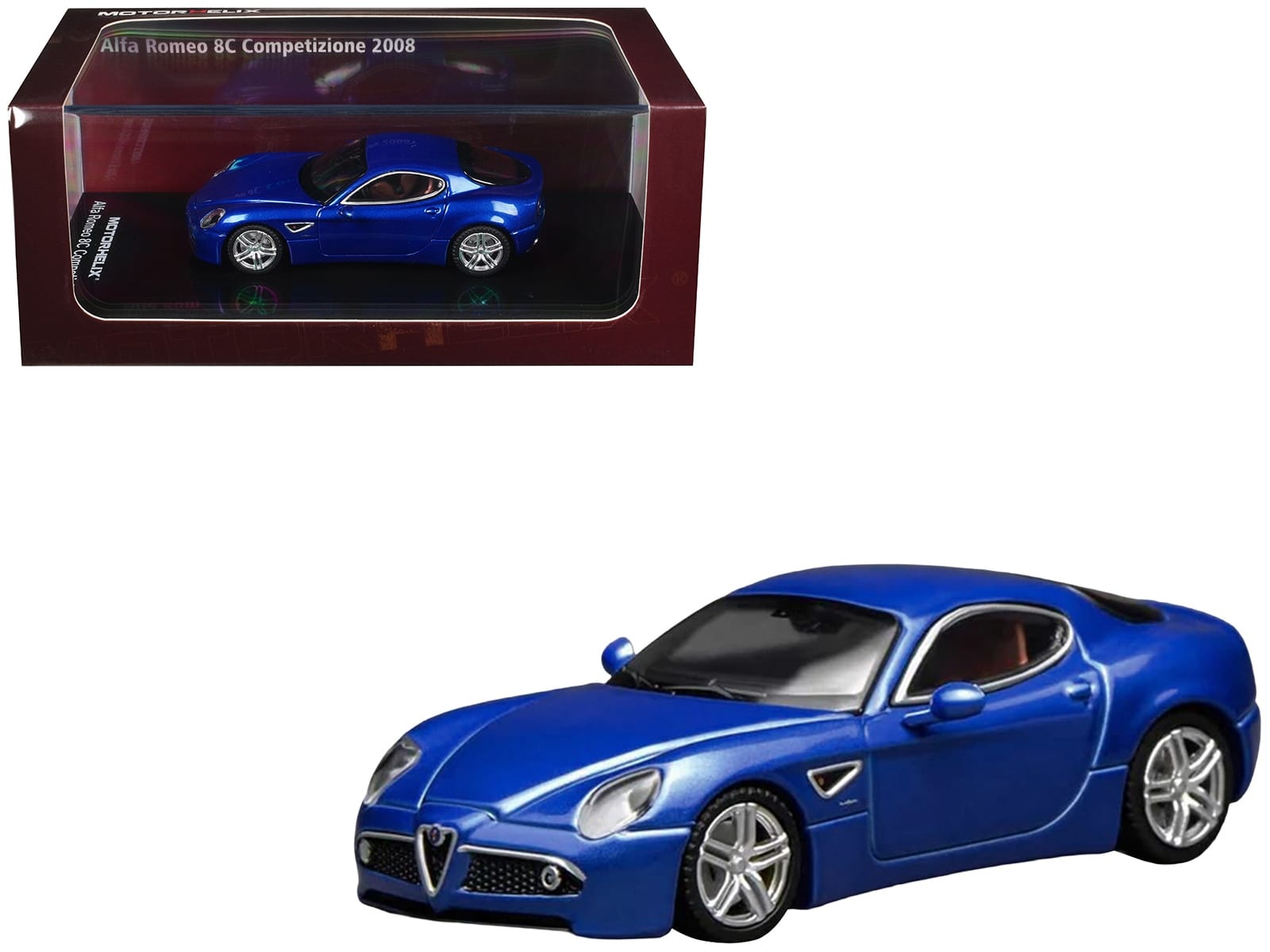2008 Alfa Romeo 8C Competizione Blue Metallic 1/64 Diecast Model Car by MotorHelix
