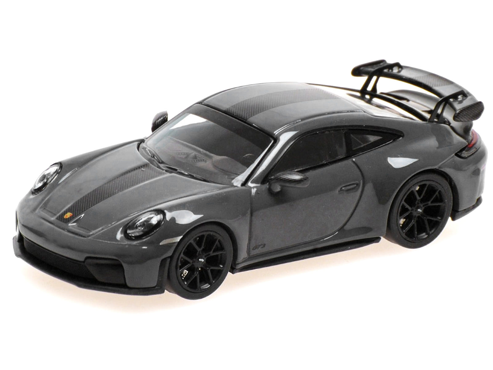 2025 Porsche 911 (992.2) GT3 Weissach Package Gray with Carbon Stripe Limited Edition to 240 pieces Worldwide 1/64 Diecast Model Car by Minichamps - Image 2