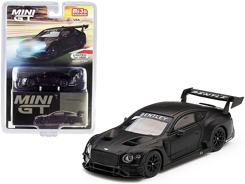 Bentley Continental GT3 RHD (Right Hand Drive) Test Car (2018) Matt Black Limited Edition to 1800 pieces Worldwide 1/64 Diecast Model Car by True Scale Miniatures