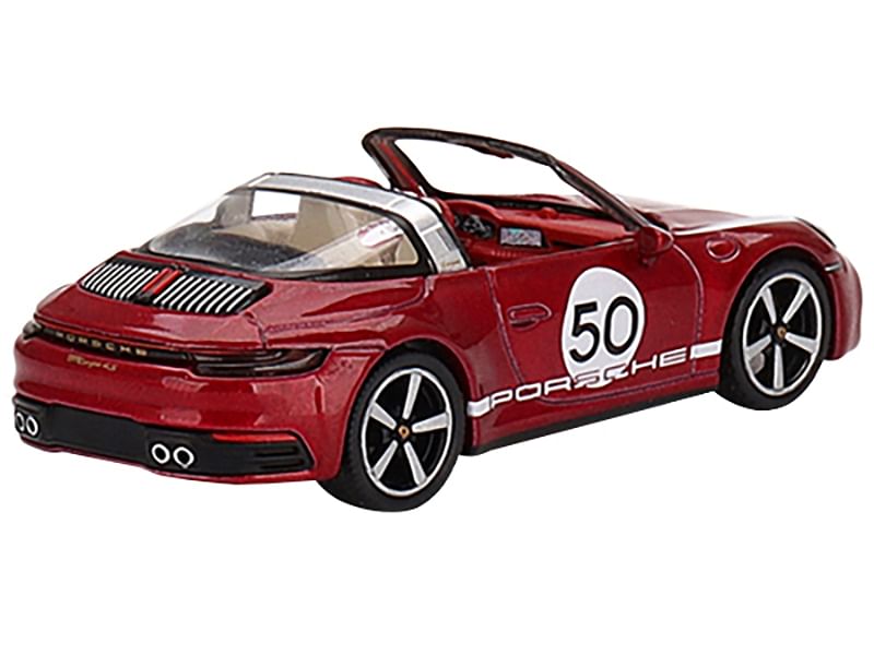 Porsche 911 Targa 4S Convertible “Heritage Design” Edition #50 Cherry Red Metallic Limited Edition to 1800 pieces Worldwide 1/64 Diecast Model Car by True Scale Miniatures