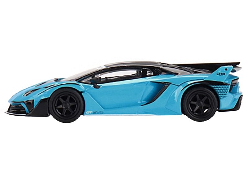 Lamborghini Aventador GT EVO “LB-Silhouette Works” Baby Blue with Black Top Limited Edition to 4200 pieces Worldwide 1/64 Diecast Model Car by True Scale Miniatures