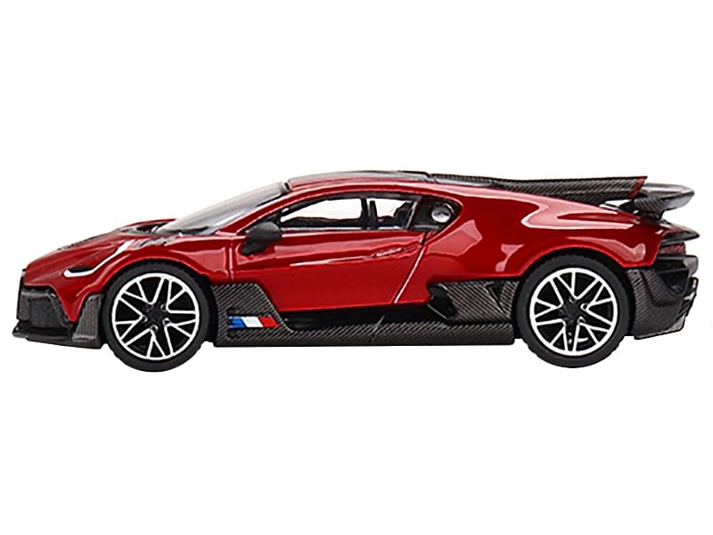 Bugatti Divo Red Metallic and Carbon Limited Edition to 3600 pieces Worldwide 1/64 Diecast Model Car by True Scale Miniatures