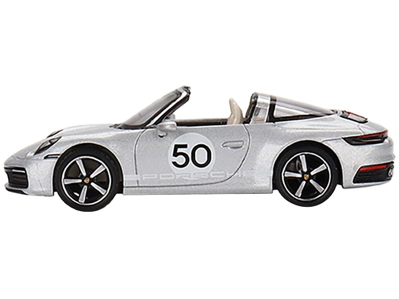 Porsche 911 Targa 4S #50 GT Silver Metallic “Heritage Design Edition” Limited Edition to 2400 pieces Worldwide 1/64 Diecast Model Car by True Scale Miniatures