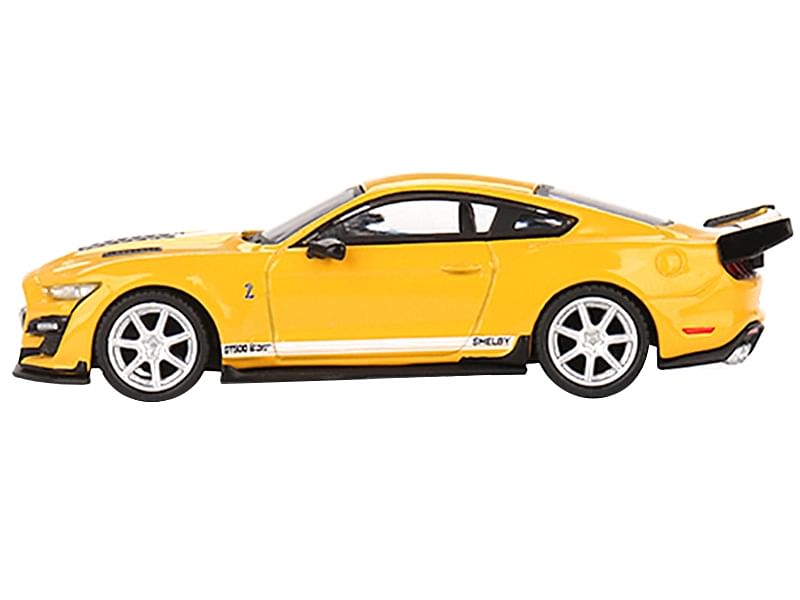 Shelby GT500 Dragon Snake Concept Yellow with White Stripes Limited Edition to 3240 pieces Worldwide 1/64 Diecast Model Car by True Scale Miniatures