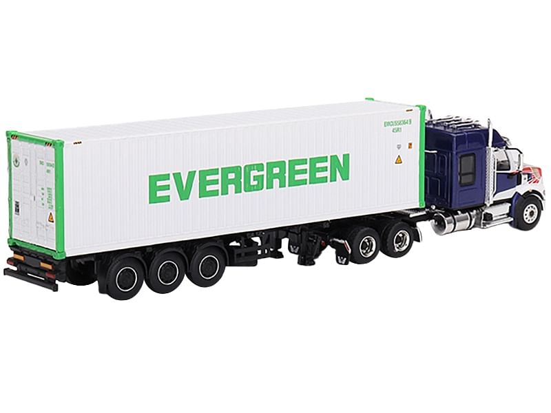 Western Star 49X Blue with 40′ Reefer Shipping Container “Evergreen” Limited Edition 1/64 Diecast Model by True Scale Miniatures