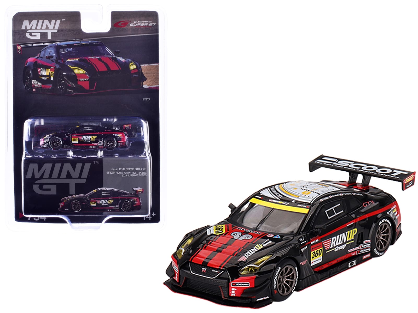 Nissan GT-R NISMO GT3 #360 Takayuki Aoki - Atsushi Tanaka - Takuya Otaki - Yusaku Shibata "Tomei Sports" "Super GT Series" (2023) Limited Edition 1/64 Diecast Model Car by Mini GT - Image 3