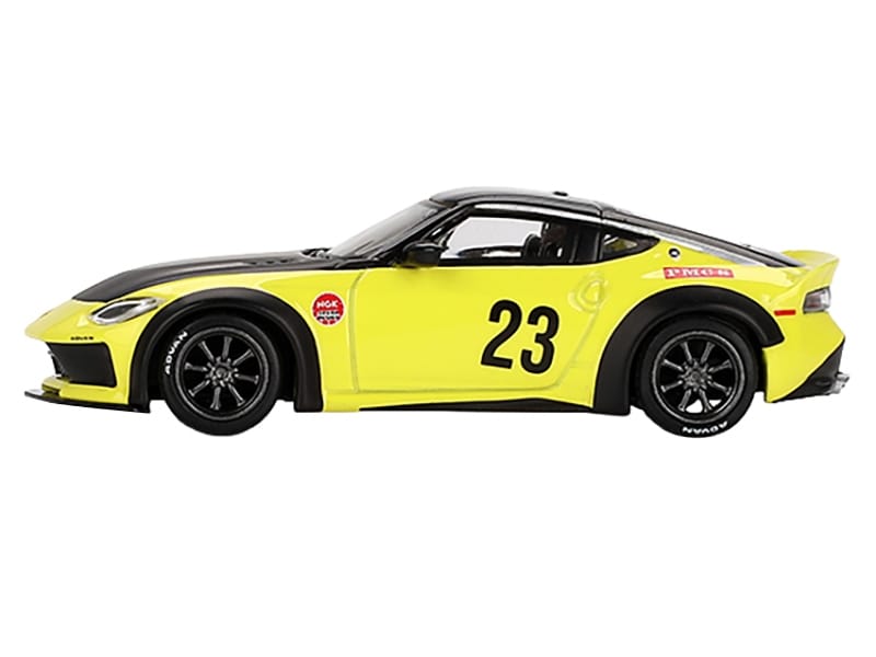Nissan Z "LB-Nation Works" #23 Ikazuchi Yellow with Black Hood and Top Limited Edition 1/64 Diecast Model Car by Mini GT - Image 2
