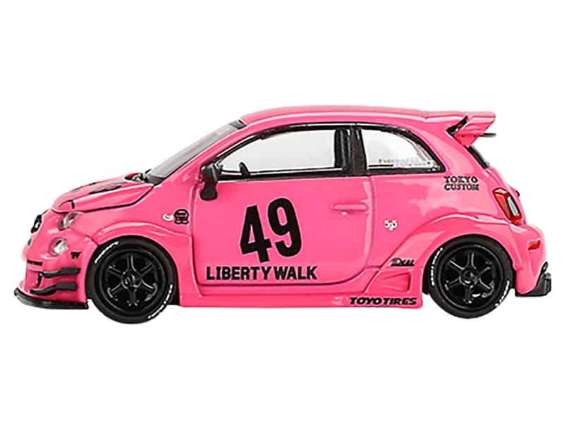 ABARTH 595 #49 "LB-Works x Abas Works" Pink Limited Edition 1/64 Diecast Model Car by Mini GT - Image 2