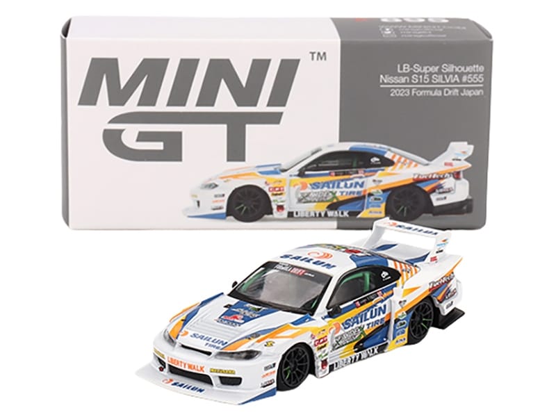 Nissan "LB-Super Silhouette" S15 SILVIA RHD (Right Hand Drive) #555 Yukio Fausto "Formula Drift Japan" (2023) Limited Edition 1/64 Diecast Model Car by Mini GT - Image 4