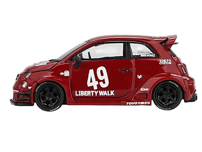 ABARTH 595 #49 "LB-Works x Abas Works" Red Limited Edition 1/64 Diecast Model Car by Mini GT - Image 2