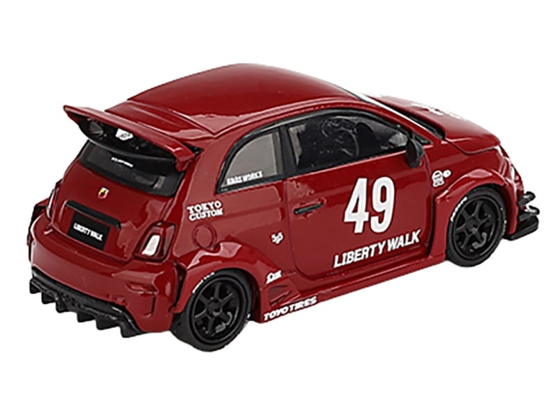 ABARTH 595 #49 "LB-Works x Abas Works" Red Limited Edition 1/64 Diecast Model Car by Mini GT - Image 3