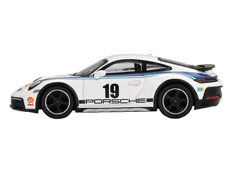 Porsche 911 Dakar #19 "Rally 1974" Tribute Livery White with Blue Stripes Limited Edition 1/64 Diecast Model Car by Mini GT - Image 2