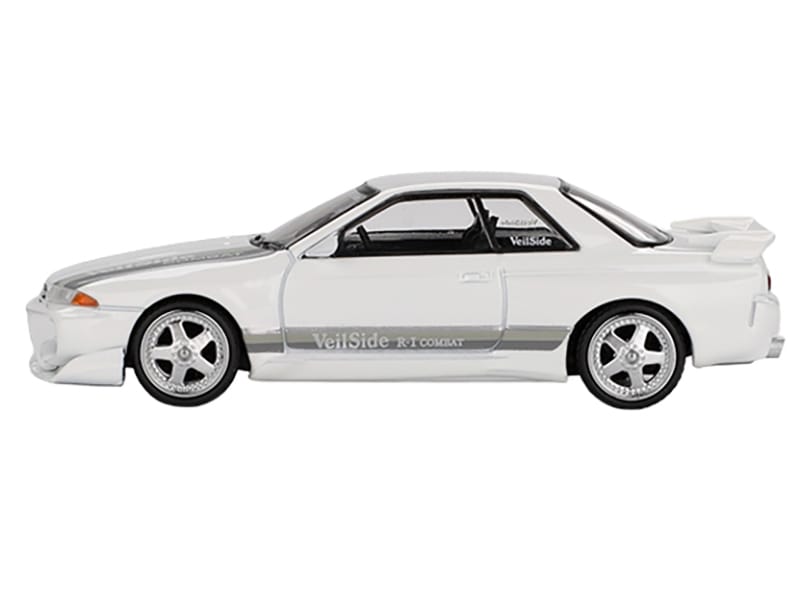 Nissan Skyline GT-R (R32) RHD (Right Hand Drive) "Veilside Combat C-I" White with Gray Stripes Limited Edition 1/64 Diecast Model Car by Mini GT - Image 2
