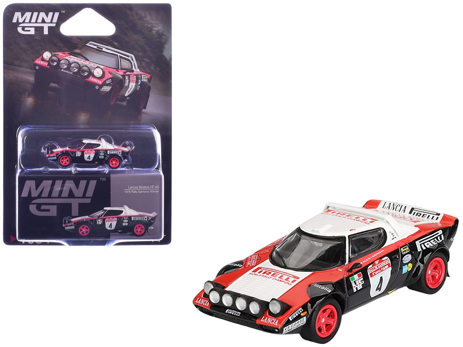Lancia Stratos HF #4 Markku Alen - Ilkka Kivimaki Winner "Rally Sanremo" (1978) Limited Edition 1/64 Diecast Model Car by Mini GT