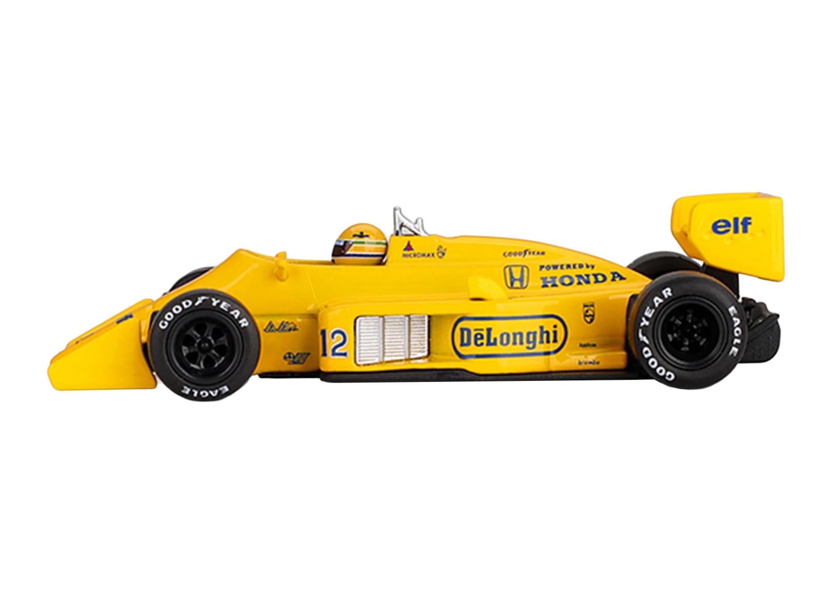 Lotus 99T #12 Ayrton Senna Winner Formula One F1 "Monaco GP" (1987) with Driver Figure Limited Edition 1/64 Die Cast Model Car by Mini GT - Image 3