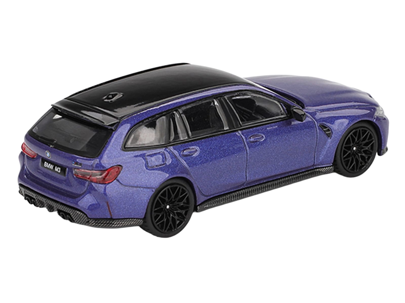 BMW M3 Competition Touring Portimao Blue Metallic with Black Top 1/64 Diecast Model Car by Mini GT - Image 3