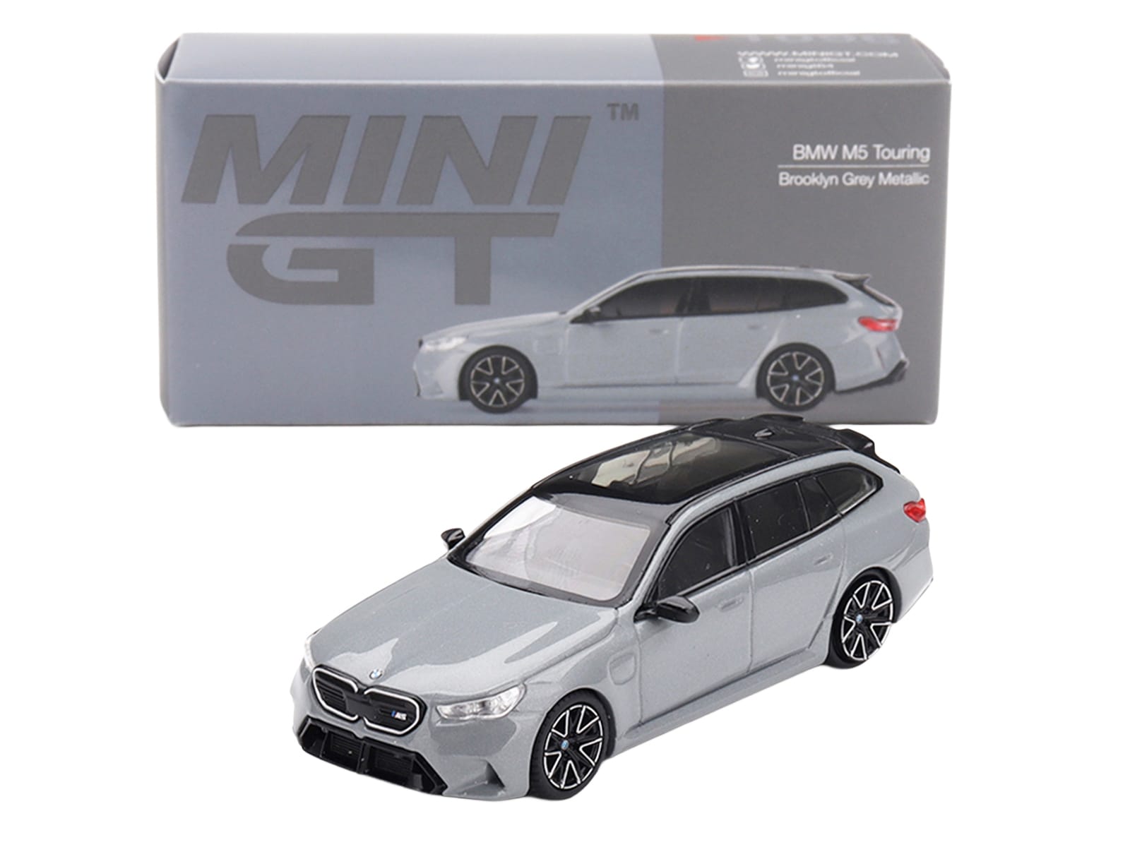 BMW M5 Touring Brooklyn Gray Metallic with Sunroof 1/64 Diecast Model Car by Mini GT - Image 4