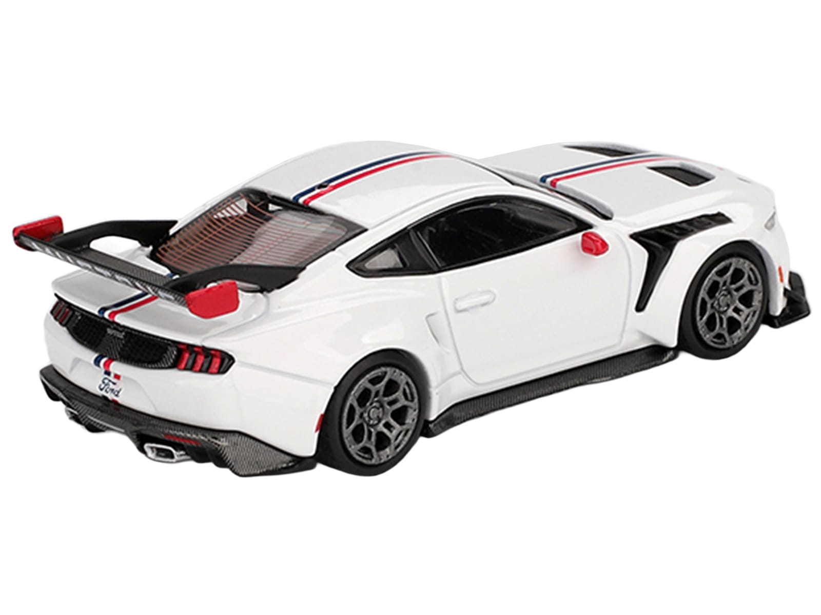 Ford Mustang GTD "Spirit of America" White with Red and Blue Stripes Limited Edition 1/64 Diecast Model Car by Mini GT - Image 3