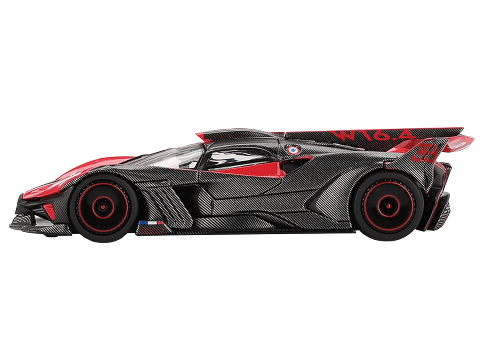 Bugatti Bolide Red and Carbon Fiber Limited Edition 1/64 Diecast Model Car by Mini GT - Image 3