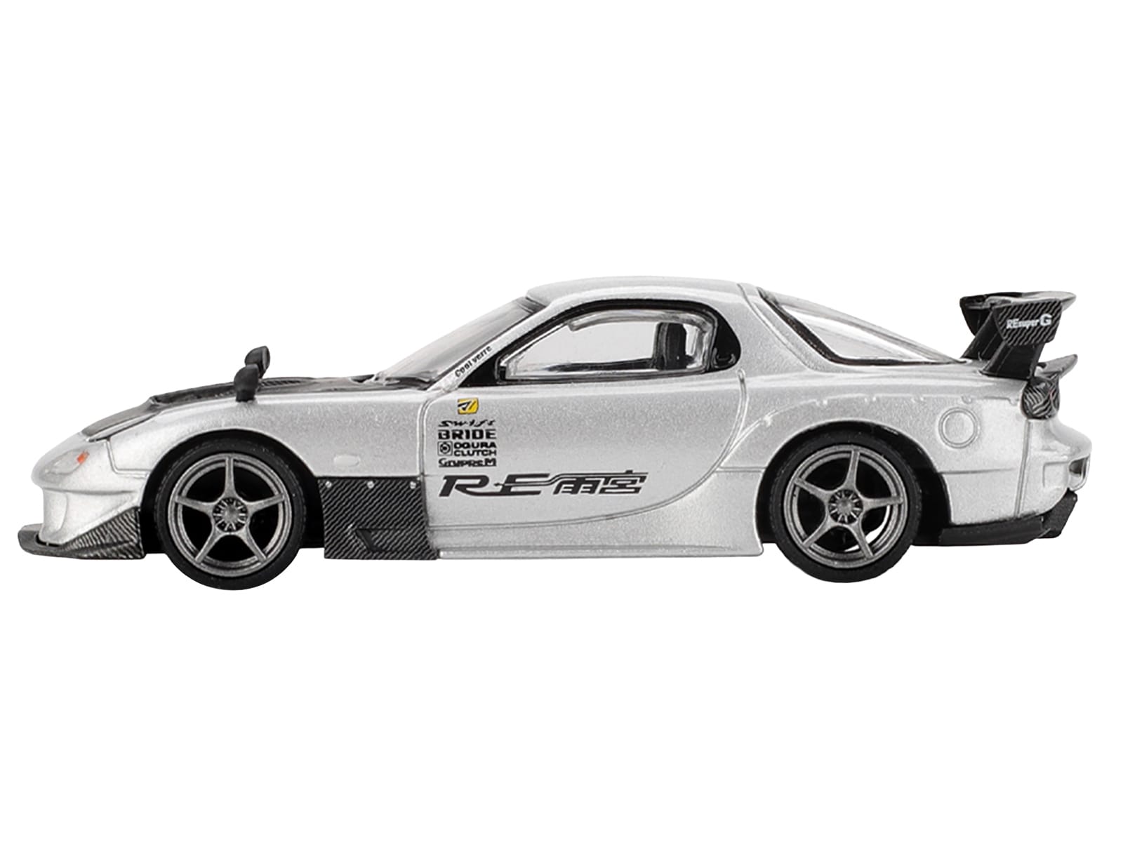 Mazda RX-7 RE-Amemiya Silver Metallic with Matt Black Hood Limited Edition 1/64 Diecast Model Car by Mini GT - Image 3