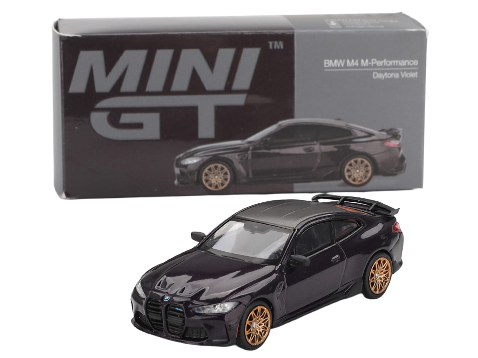 BMW M4 M-Performance Daytona Violet Metallic with Carbon Top Limited Edition 1/64 Diecast Model Car by Mini GT - Image 4