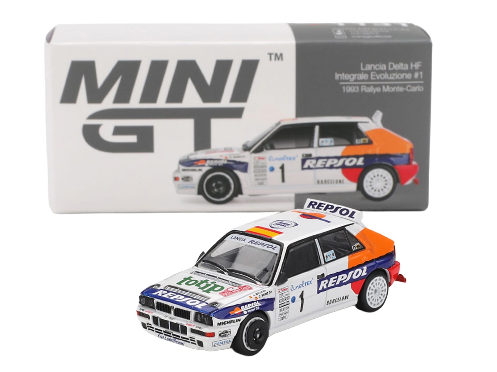 Lancia Delta HF Integrale Evoluzione #1 Carlos Sainz - Luis Moya "Rallye Monte-Carlo" (1993) Limited Edition 1/64 Diecast Model Car by Mini GT - Image 4