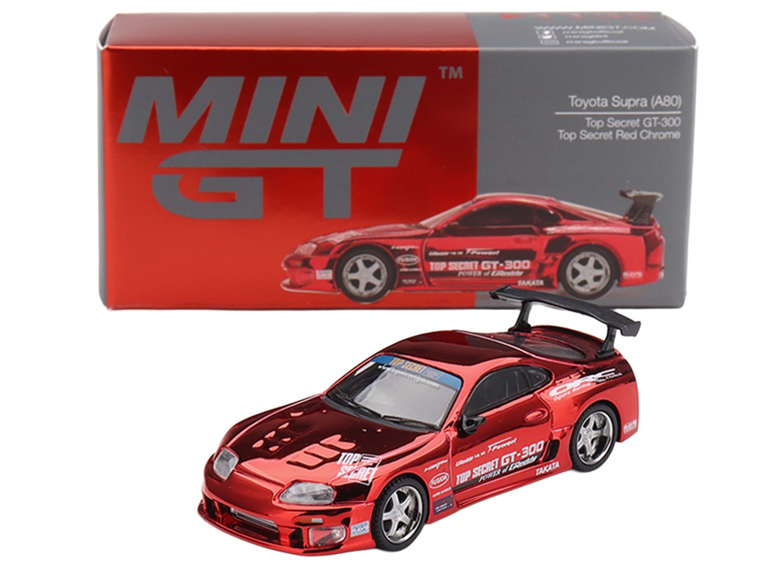 Toyota Supra (A80) Top Secret GT-300 RHD (Right Hand Drive) Red Chrome Limited Edition 1/64 Die Cast Model Car by Mini GT - Image 4