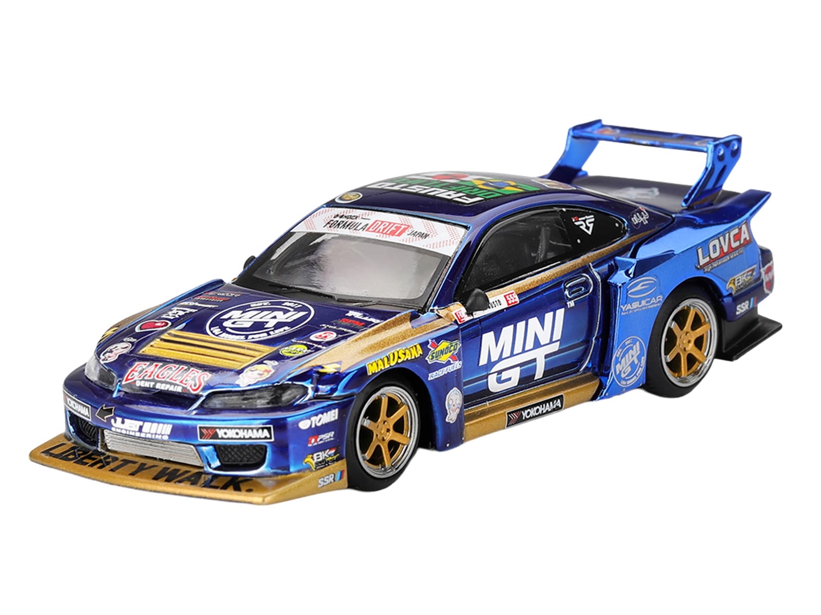 Nissan Silvia (S15) LB-Super Silhouette RHD (Right Hand Drive) #555 Yukio Fausto "Team MINI GT Liberty Walk" "Formula Drift Japan" (2025) Limited Edition 1/64 Diecast Model Car by Mini GT - Image 2