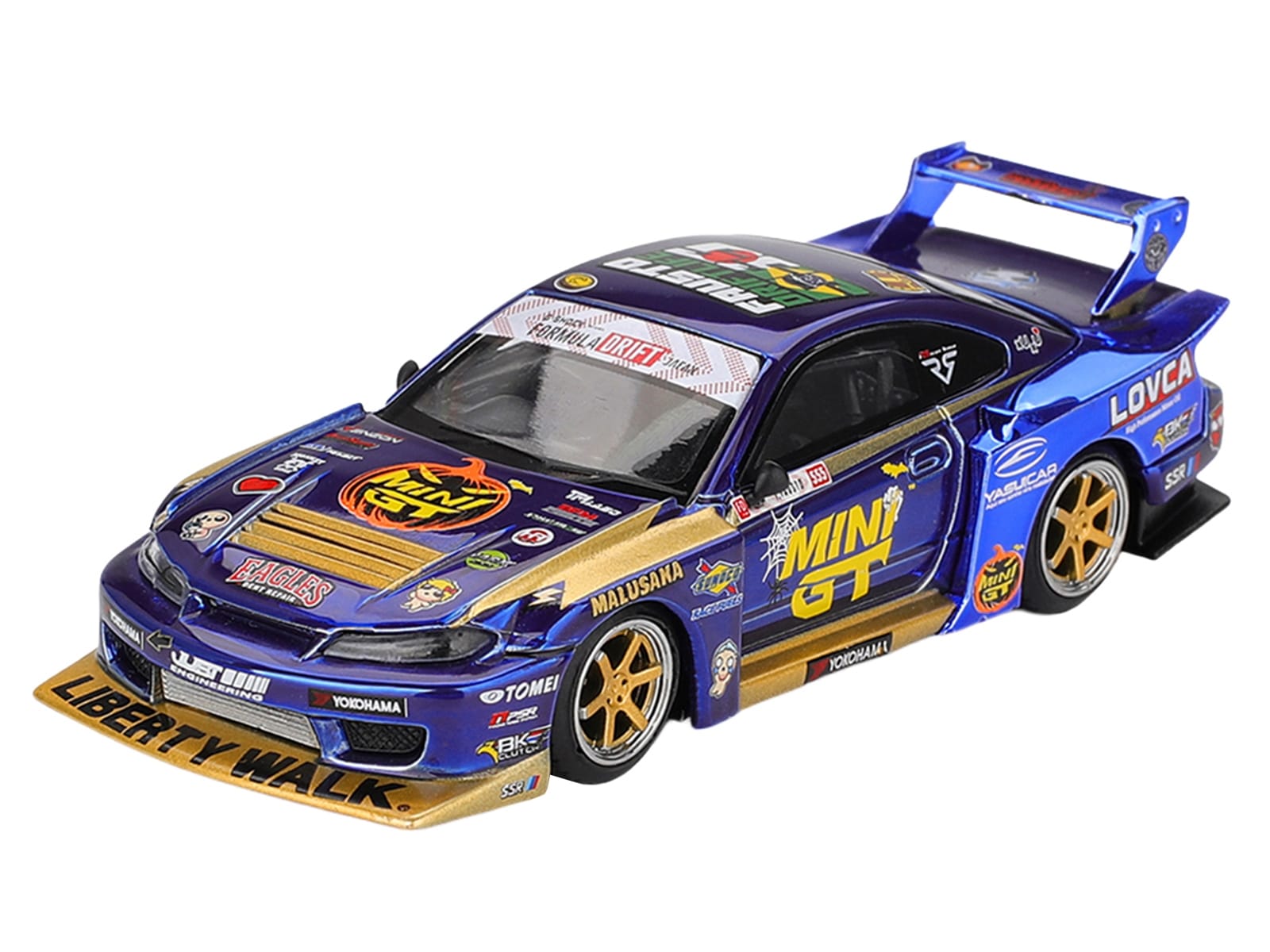 Nissan Silvia (S15) LB-Super Silhouette RHD (Right Hand Drive) #555 Yukio Fausto "Team MINI GT Liberty Walk" Halloween Special "Formula Drift Japan" (2025) Limited Edition 1/64 Diecast Model Car by Mini GT - Image 2
