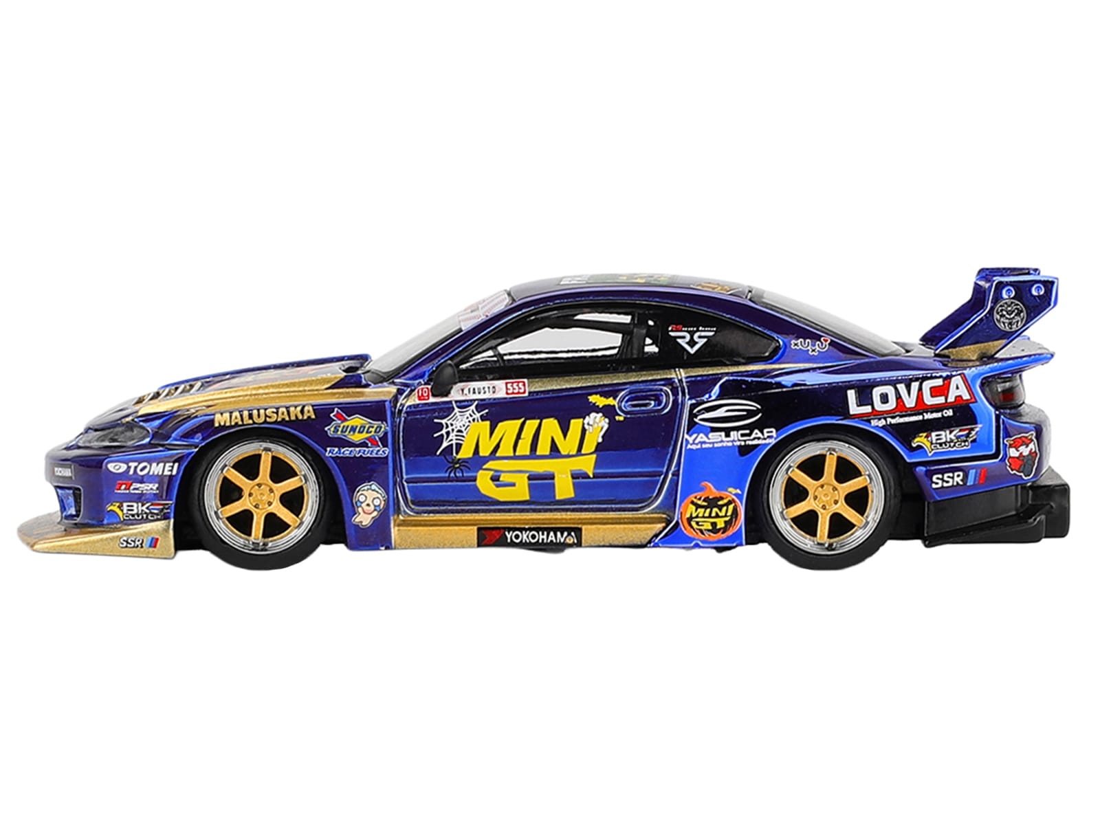 Nissan Silvia (S15) LB-Super Silhouette RHD (Right Hand Drive) #555 Yukio Fausto "Team MINI GT Liberty Walk" Halloween Special "Formula Drift Japan" (2025) Limited Edition 1/64 Diecast Model Car by Mini GT - Image 3