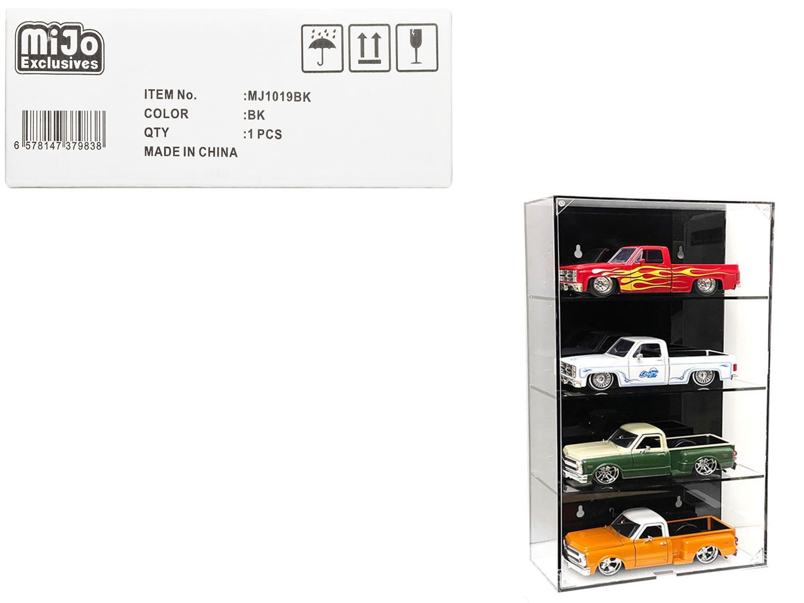 Showcase 4 Car Display Case Wall Mount with Black Back Panel "Mijo Exclusives" for 1/24-1/25 Scale Models - Image 3