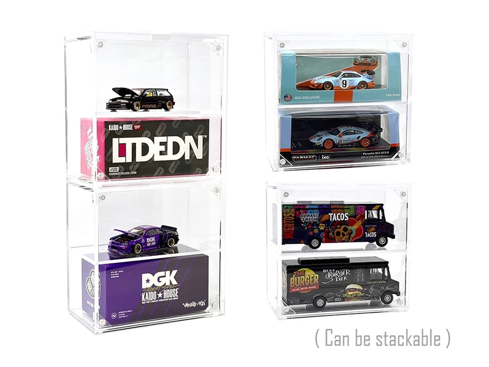 Showcase 2 Cars Desk Top Display Case with Cover "Mijo Exclusives" for 1/64 Scale Models - Image 3