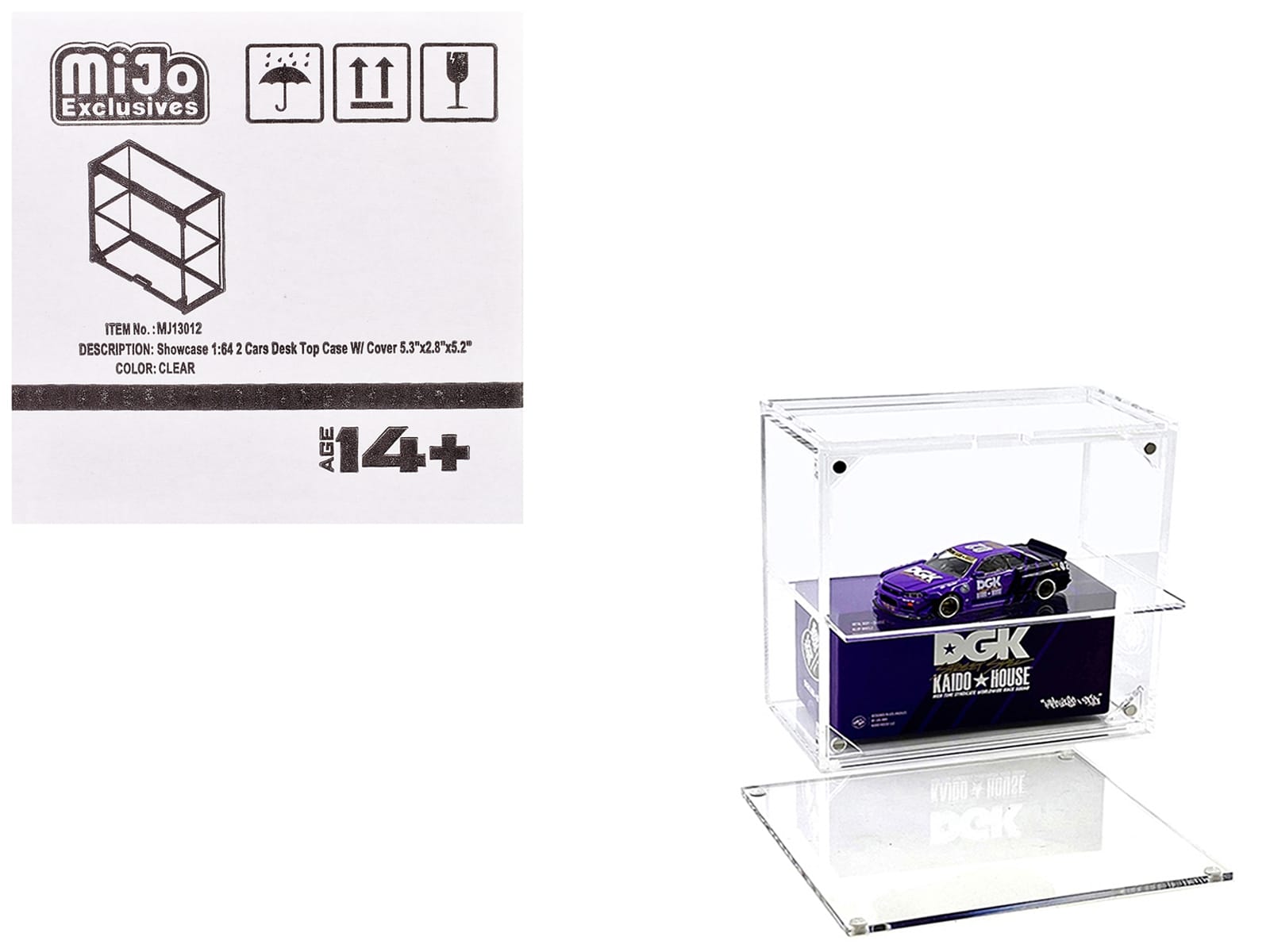 Showcase 2 Cars Desk Top Display Case with Cover "Mijo Exclusives" for 1/64 Scale Models - Image 4
